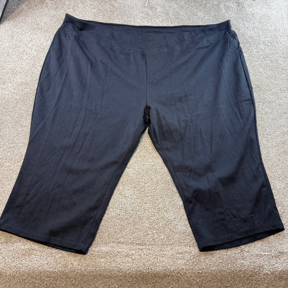 Catherines Black Yoga Capri Pants Womens 6X 38W Activewear Leggings Plus Workout
